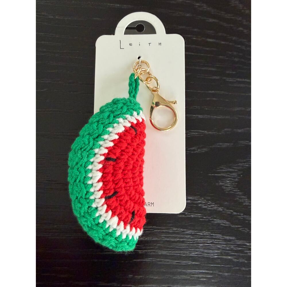 Nordstrom Leith NEW Watermelon Knit Purse Charm w/ Gold Closure